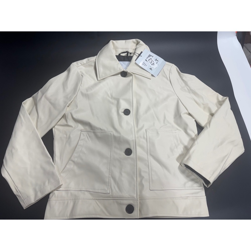 NVLT NWT Vegan‎ Leather Button Opened Jacket in Ivory Size PS